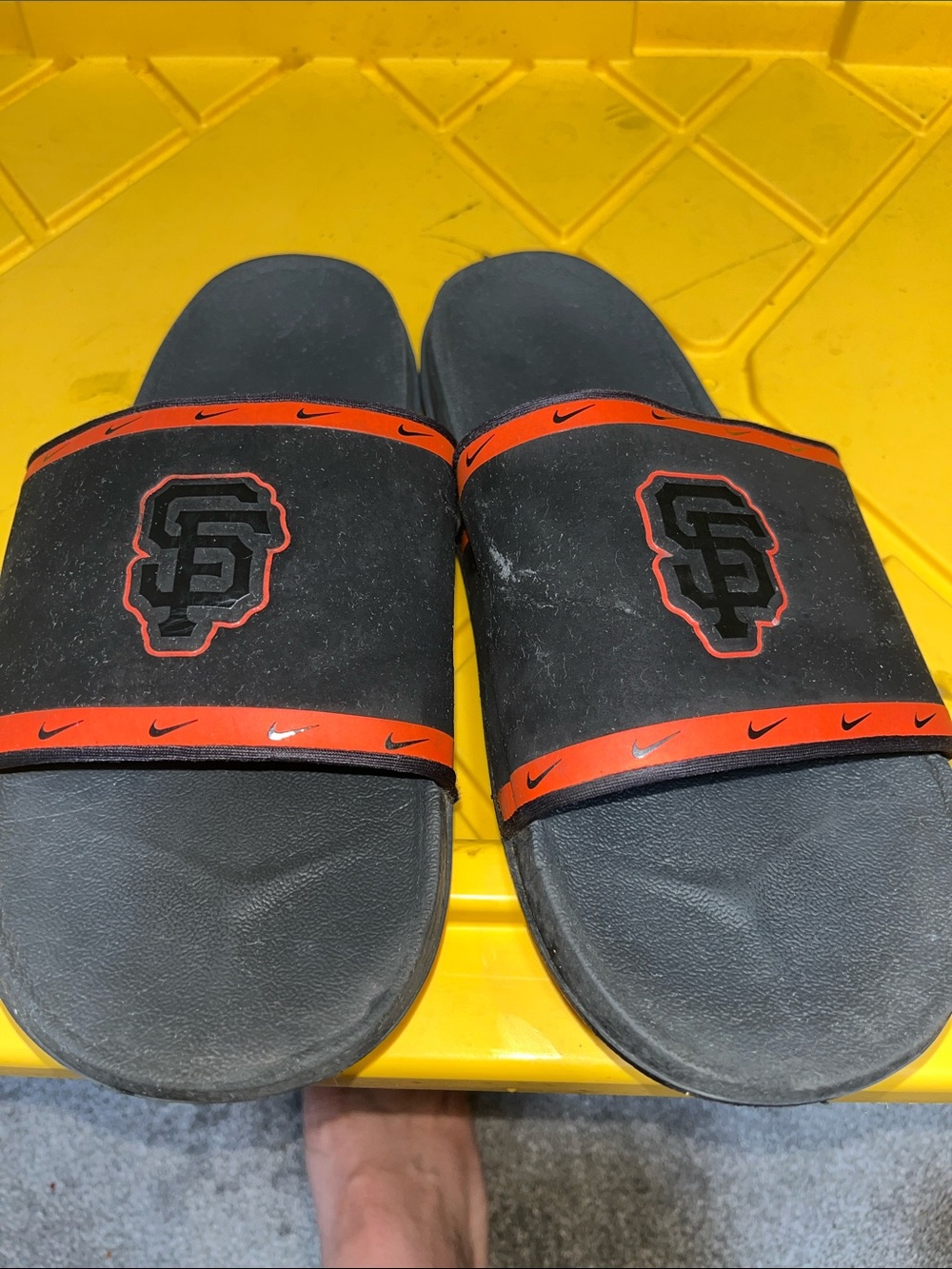 Nike Black and Orange SF Logo Kids Slide Sandals
